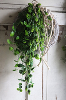 Chmielowy, zielony wianek na drzwi, śr.30cm