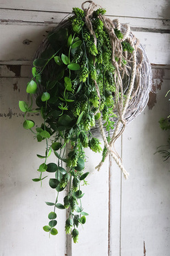 Chmielowy, zielony wianek na drzwi, śr.30cm