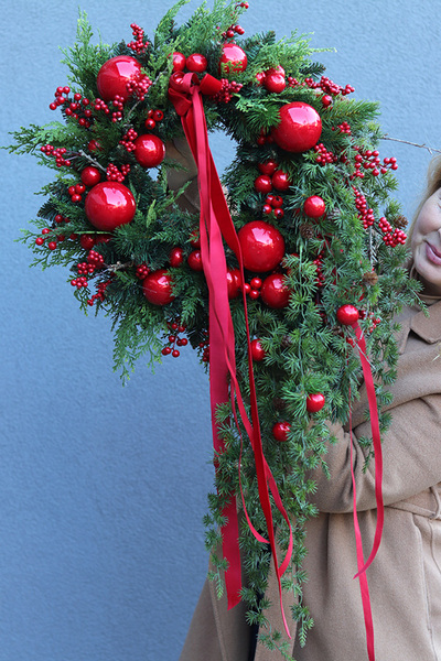 Zimowa Klasyka, świąteczny wianek z modrzewiem