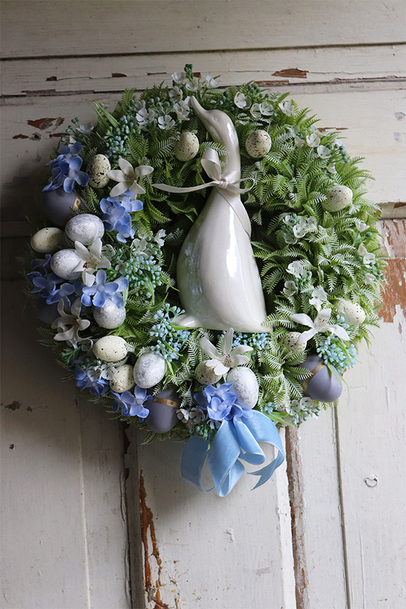 Gąska, wielkanocny niebieski wianek, śr.30cm