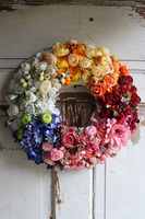 dekoracyjny wianek na drzwi, Tęczowy Ogród 2, śr.42cm