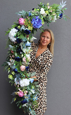 Malediwy Blue 2, stylowa girlanda ze sztucznych kwiatów, dł.140cm 