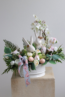 Nerrita, stroik wielkanocny z zajączkami, wym.44x45x25cm