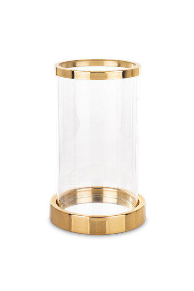 Somero Gold C, złoty szklany świecznik, wym.19.5x12x12cm
