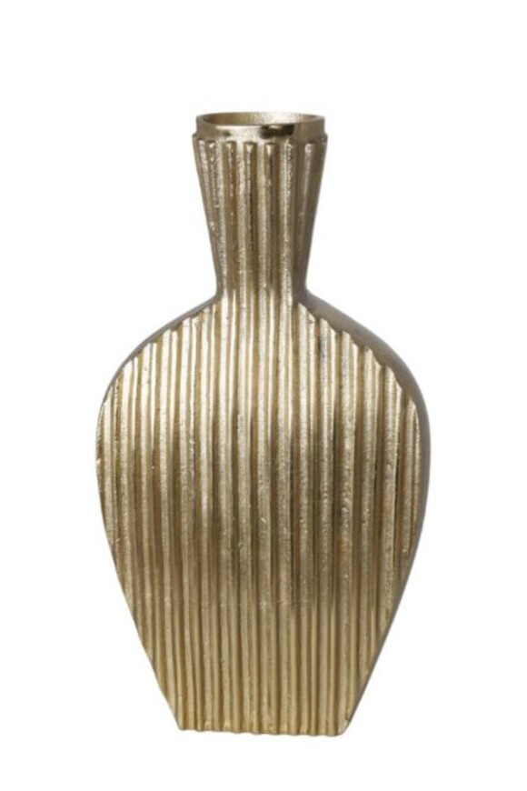 Gold Stripes, złoty metalowy wazon, większy, A wym.28x6.5x51cm 