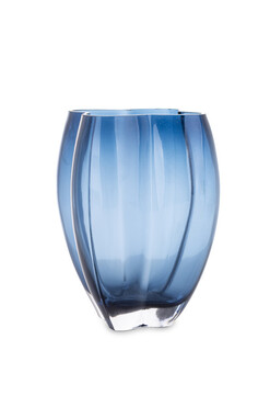 Bluu, niebieski szklany wazon A, wym.20.5x14cm