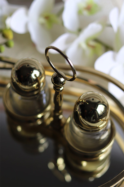 komplet przyprawników w stojaku, Lux Villa Gold Glamour