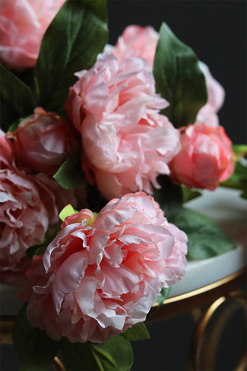 Peonie Sweet Pink, gałązka sztucznej peonii, 3szt, dł.75cm 