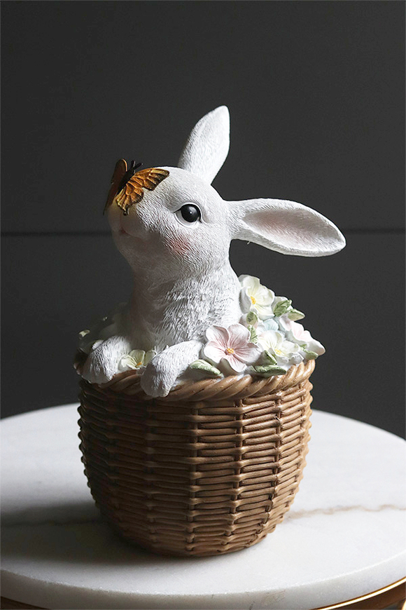 Easter Bunny, wielkanocna figurka zajączek w koszyku