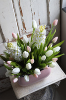 Krestia 2, kompozycja wiosenna z tulipanami i hiacyntami, wys.54cm 