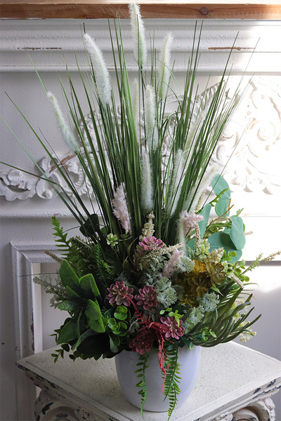 Merita, kompozycja z traw z sukulentami
