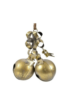 OD RĘKI Gold Line Dzwonek, metalowa świąteczna zawieszka dekoracyjna, wym.24.5x12.5x27.5cm