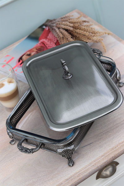 ekskluzywne naczynie żaroodporne z pokrywką, Silverisa, wym.16x41x21cm