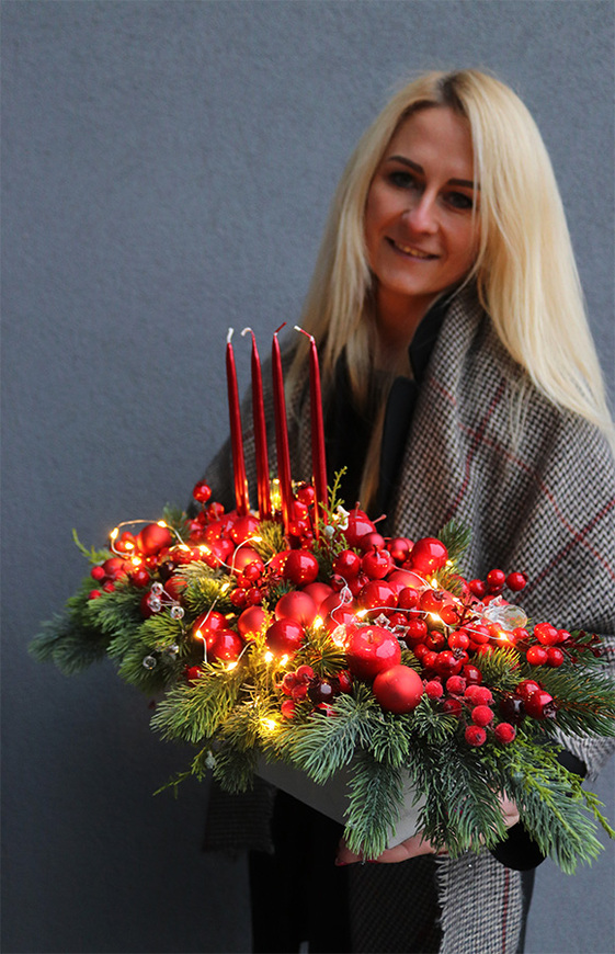 stroik świąteczny na stół Karminowy Exclusive 2