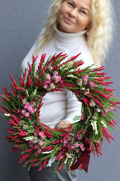 Dekoratornia 3, jesienny wianek z wiśniowymi wrzosami, śr.40cm 