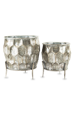 Silverina Twins High, osłonka metalowa kwietnik, kpl.2szt