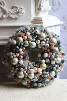 Pastelowa Wigilia z Miętą, świąteczny wianek dekoracyjny