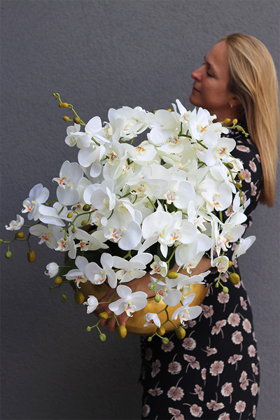 Deluxe Gold A, sztuczny storczyk w złotej donicy, wys.61cm