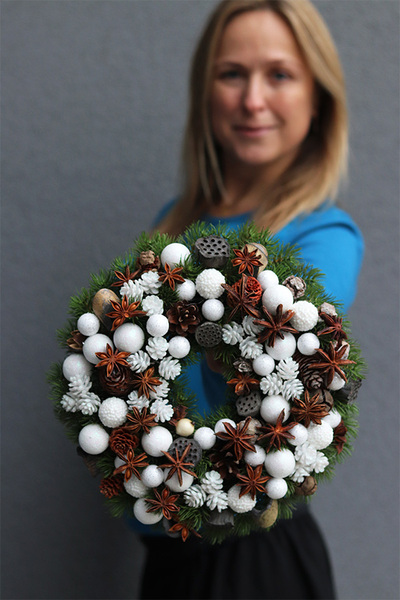 wianek zimowy z przyprawami, Razem, śr.28cm