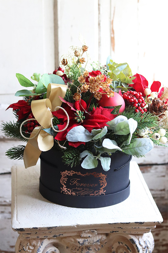 Czerwień Świąteczna, flowerbox bożonarodzeniowy, wys.42cm 