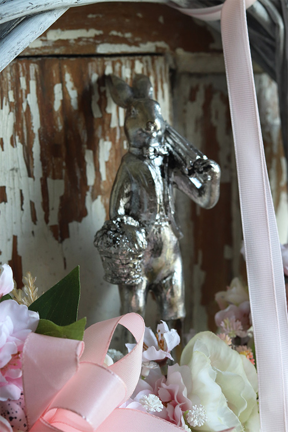 asymetryczny wiosenny wianek, Zając w Pastelach 2, śr.27cm  