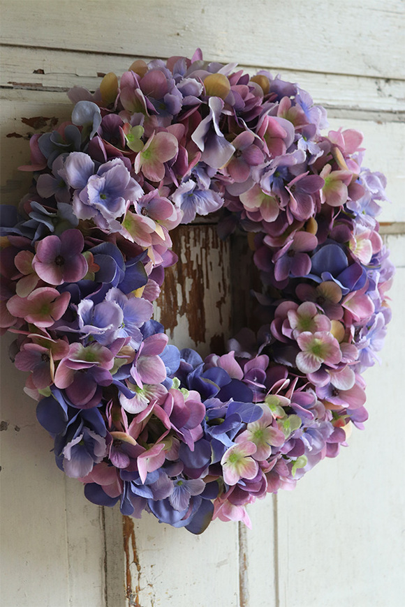 bogaty wianek z fioletowych hortensji, Fioletasso, śr.35cm
