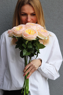 Herbaciane Róże Deluxe, bukiet gumowych róż, 9szt, wys.47cm