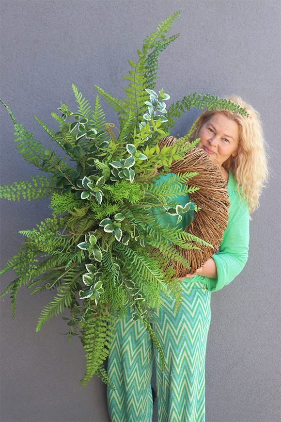 Paprocie XL, asymetryczny zielony wianek