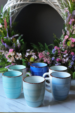 Blue Line, kubki w odcieniach niebieskiego, kpl.6szt, poj.300ml 