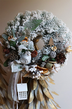 świąteczny wianek Zimowy Domek, śr.26cm