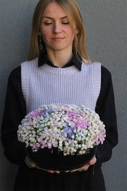 Kaszka Piano, kompozycja nagrobna w misie, wym.20x25cm