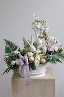 Nerrita, stroik wielkanocny z zajączkami, wym.44x45x25cm