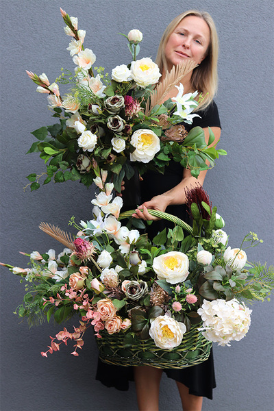 Glorietta, jesienna dekoracja nagrobna w koszu