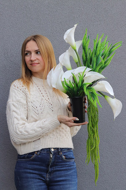 New Design Extra, nowoczesny bukiet nagrobny we wkładzie, dł.75cm 