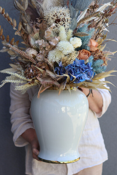 Boho Blue, dekoracyjny bukiet w wazonie