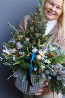 Deluxe Silver, choinka świąteczna w donicy LED