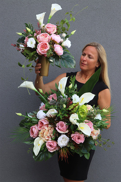 komplet dekoracji nagrobnych Pink Resiano, bukiet + kompozycja 