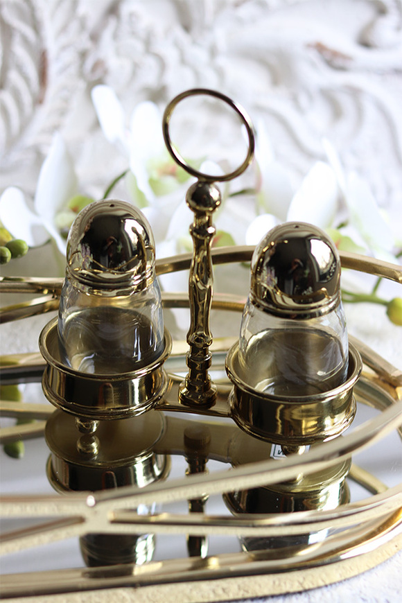 komplet przyprawników w stojaku, Lux Villa Gold Glamour