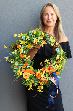 Tropical, egzotyczny wianek dekoracyjny z orchideą, rozp.55cm