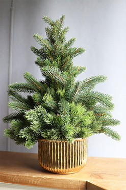 Złota Dekora, realistyczna choinka świąteczna w donicy, wys.43cm