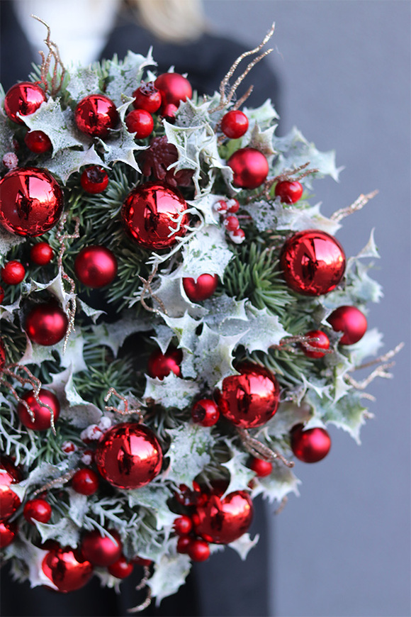 Ostrokrzew, elegancki wianek świąteczny, śr.30cm