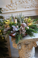 Leśna Kraina LED, świąteczny stroik w szklanej misie