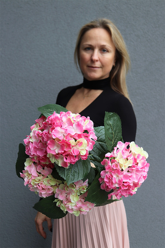 doniczkowa hortensja Róż Rozbielony, wysokiej jakości sztuczne kwiaty