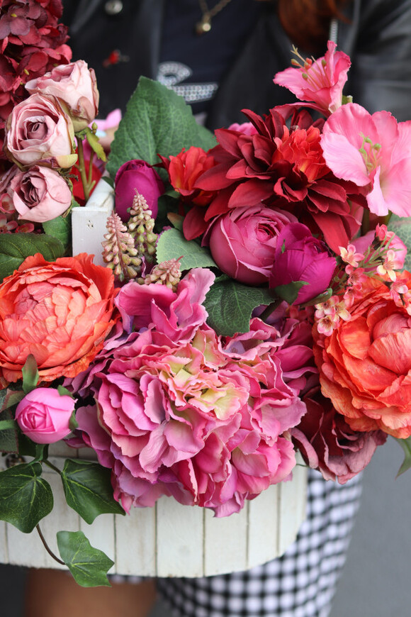 Hydrangelia, dekoracja nagrobna w skrzynce