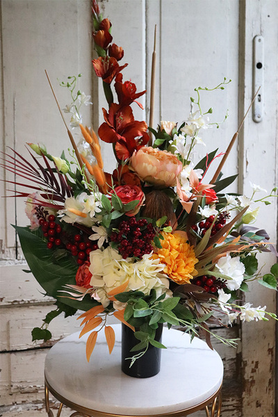 komplet dekoracji nagrobnych, Belinda, bukiet + kompozycja 