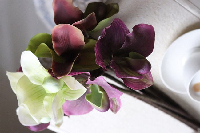 bukiet gumowych storczyków, Mila, 7szt, dł.50cm