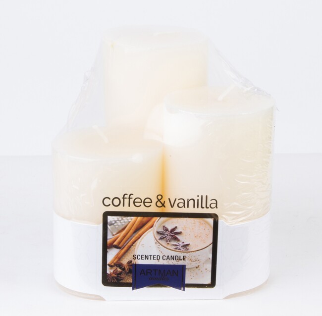 świeca zapachowa, Trio Coffee & Vanilla, kpl.3szt