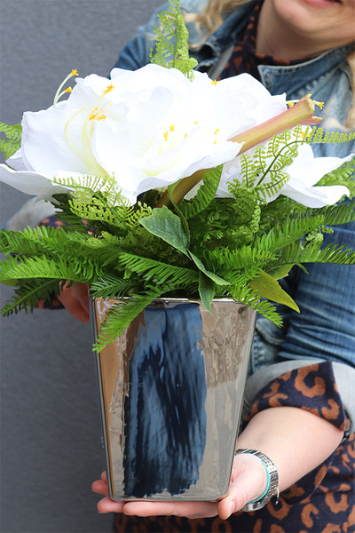 Amarylissia Silver, dekoracja kwiatowa z amarylisem, wys.30cm