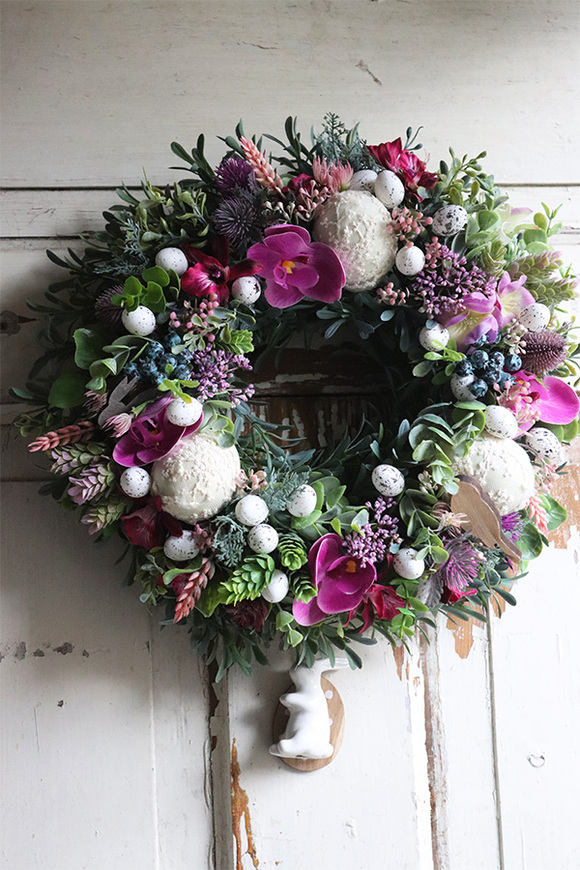 Gerista 2, wielkanocny wianek z koronkowymi jajkami, śr.32cm