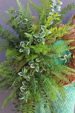 Paprocie XL, asymetryczny zielony wianek, rozp.120cm 